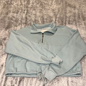 blue cropped sweatshirt